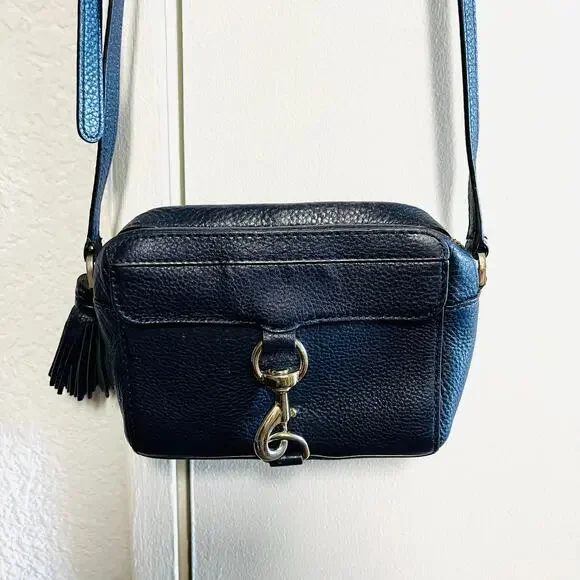 Rebecca Minkoff Mab Camera Bag Navy Blue Leather Crossbody Silver Hardware EUC - Picture 4 of 8